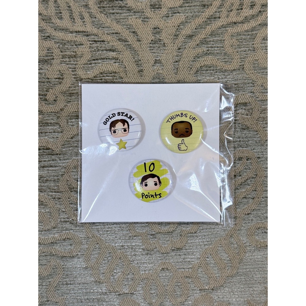 Funko The Office Pin Set Dwight Jim Stanley 3 Pack Button Pins APP-210606 NEW